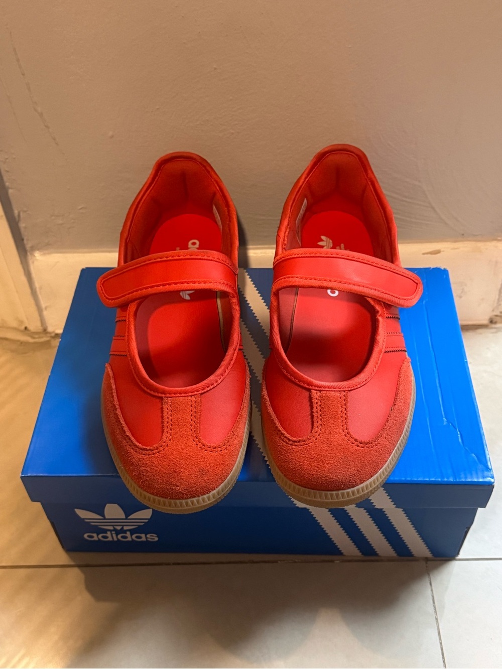 adidas Red Mary Jane Sneakers with Strap